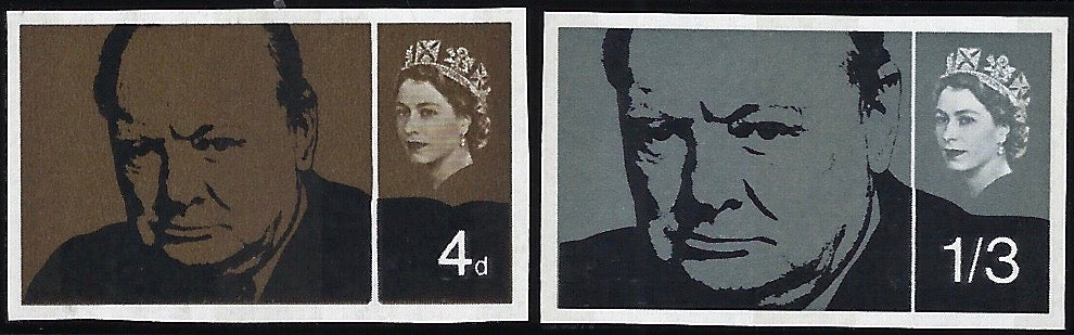 Great Britain 1965 4d-1s3d Churchill Commemoration set of 2 imprimaturs, SG661/2pvar
