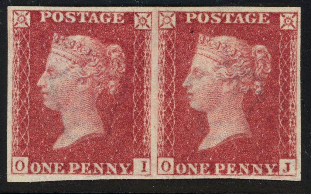 Great Britain 1865 1d Carmine Plate 66 "Royal Reprint" superb unused horizontal pair, SGDP35b