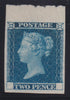 Great Britain 1841 2d blue trial printing very fine and fresh unused marginal, SGDP43