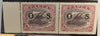 Australia Papua 1931-32 6d dull purple and red purple Official horizontal pair with 'POSTACE' error, SGO62/a