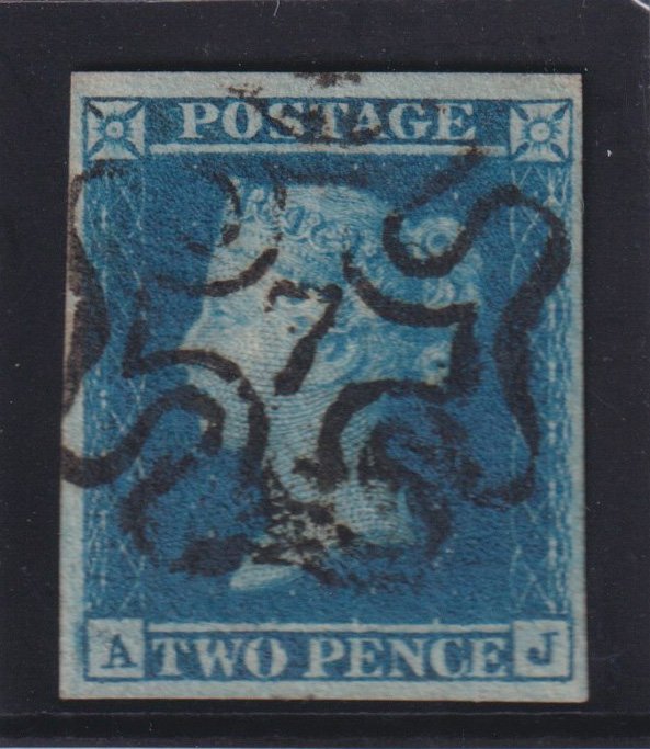 Great Britain 1841 2d blue Plate 3 very fine used with London No.7 Maltese Cross, SG14