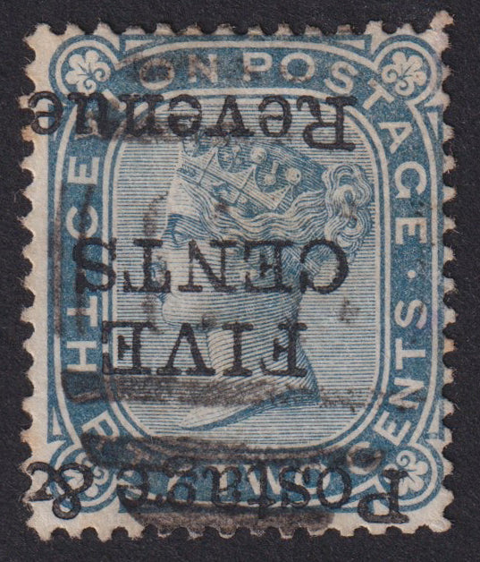 Ceylon 1885 5c on 32c slate error with inverted surcharge, fine used example, SG155a