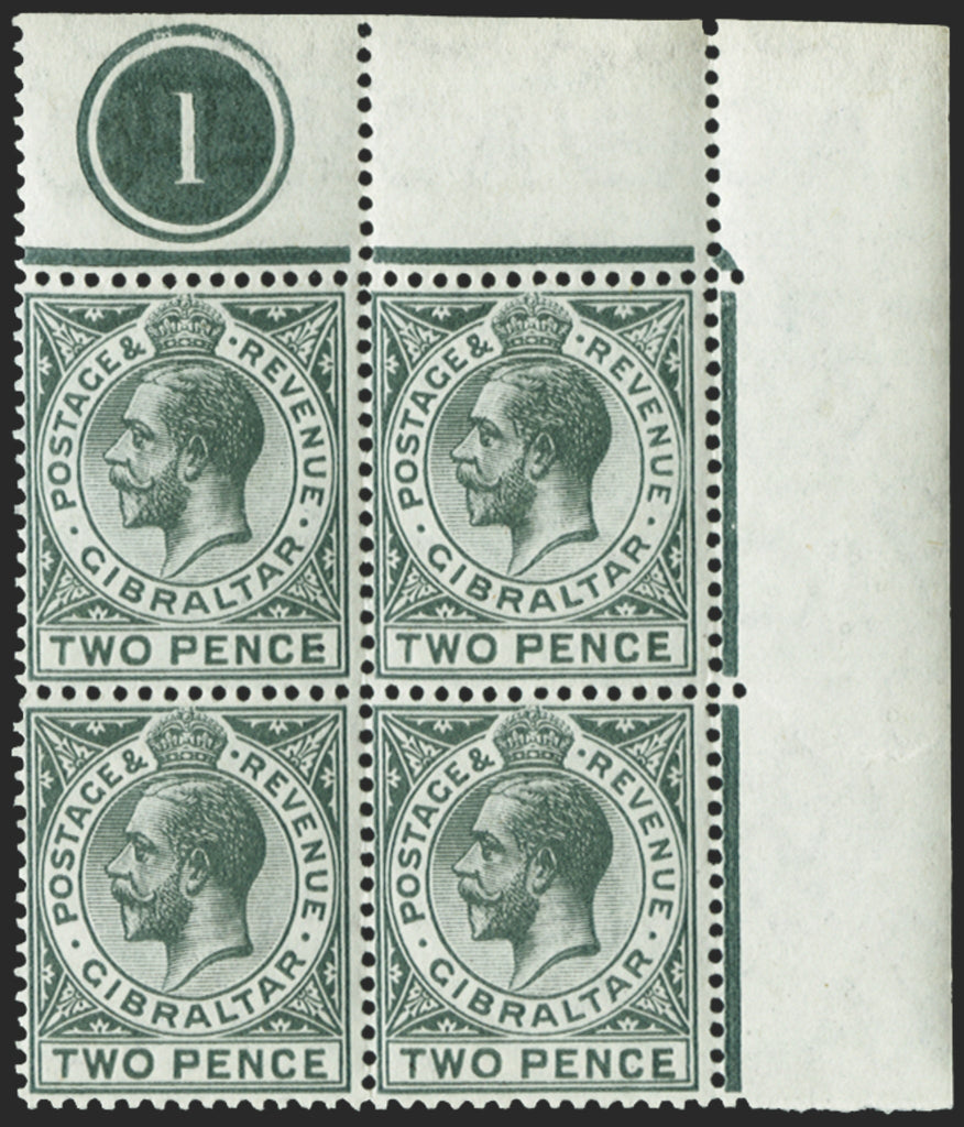 Gibraltar 1912-24 2d greyish slate superb unmounted mint block of 4, SG78
