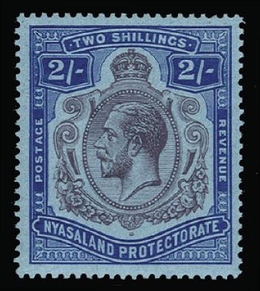 Nyasaland 1921-30 2s purple and blue watermark variety, unmounted mint, SG109b