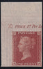 Great Britain 1855 1d red brown Plate 10 marginal imprimatur showing plate number, SG21var