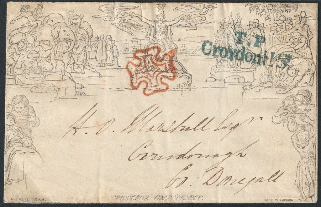 Great Britain 1840 1d black Mulready envelope Forme 1, Stereo A131, SGME2