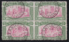 New Zealand Antarctica Expedition 1906 Christchurch Exhibition 6d pink and olive-green, very fine used block of four with unique cancel