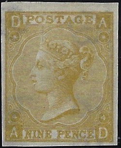 Great Britain 1865 9d straw Plate 4 imprimatur, SG98var