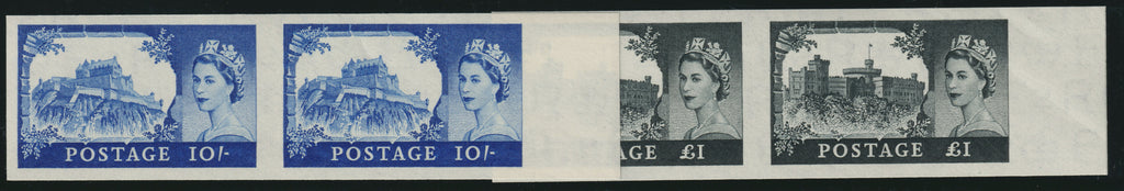 Great Britain 1955 2s6d–£1 “Castles” (Waterlow printing) imperforate imprimatur set of four, SG 536/9var