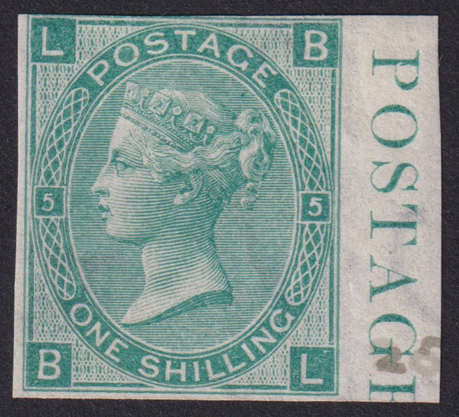 Great Britain 1865 1s green Plate 5 "abnormal" imprimatur, SG101var