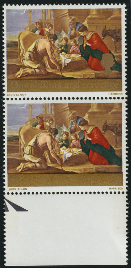Great Britain 1967 1s6d Christmas Paintings "The Adoration of the Shepherds (Loius le Nain)" error, SG758a