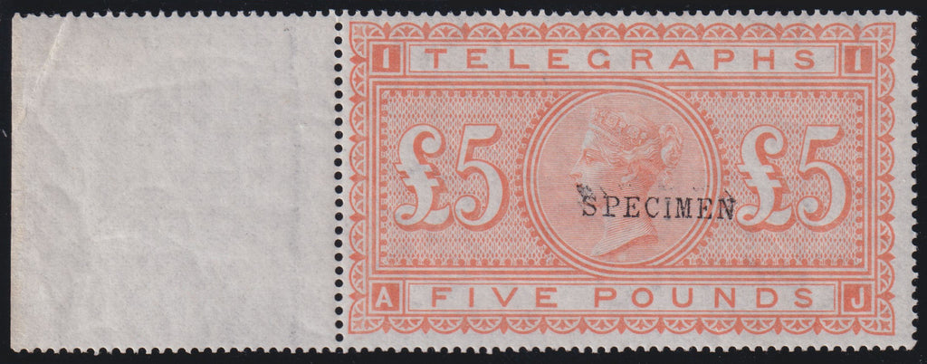 Great Britain 1877 £5 Telegraphs Plate 1 Specimen, SGL237var