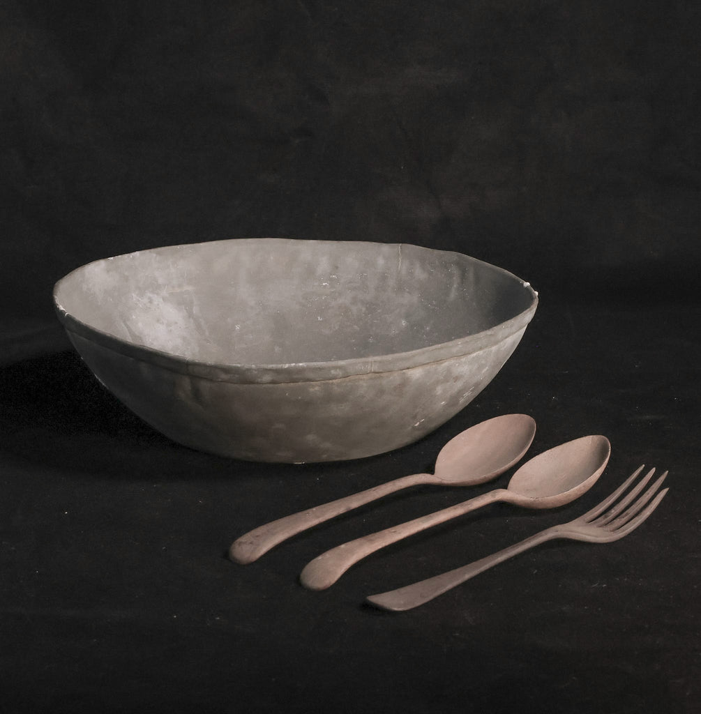Mahatma Gandhi's personal food bowl, fork and spoons.