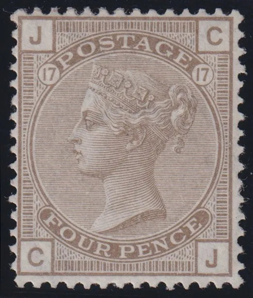 Great Britain 1880 4d grey brown, Plate 17, superb unused, SG154