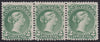 Canada 1868-90 2c deep green 'Large Queen' mint strip of three, SG57