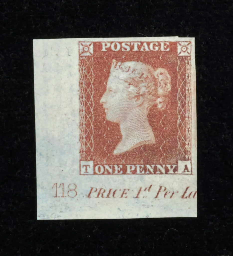 Great Britain 1841 1d red brown Plate 118 imprimatur, SG8var