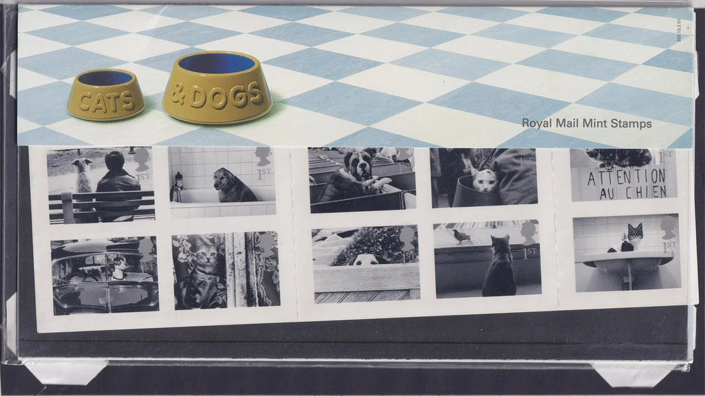 Great Britain 2001 cats and dogs booklet imperforate sheetlet of ten error, SG2187aa