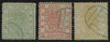 CHINA 1878 thin paper, 2 1/2mm spacing 1ca yellow-green, 3ca brown-red and 5ca orange, SG1/3