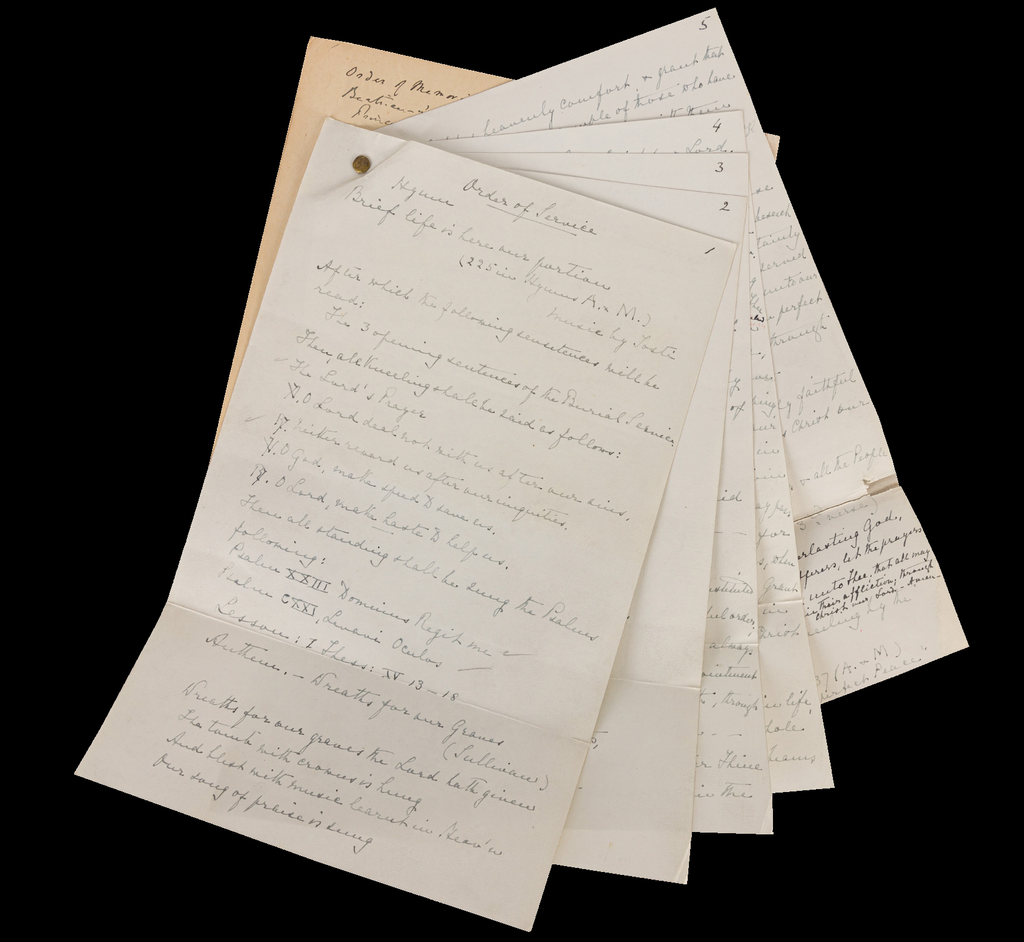 Princess Beatrice handwritten funeral order of service