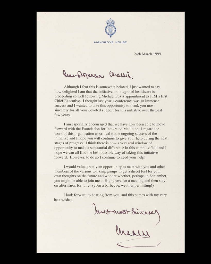 Charles III typed and signed letter