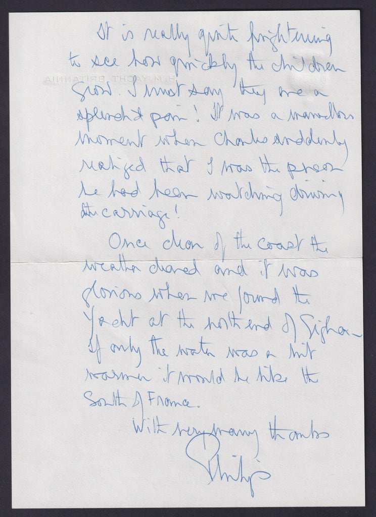 Prince Philip handwritten letter discussing the Royal Children