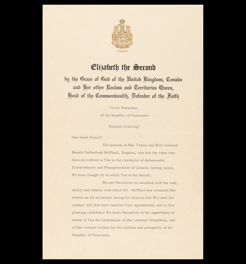 Diplomat Sign Queen Elizabeth II Signed Diplomatic Document