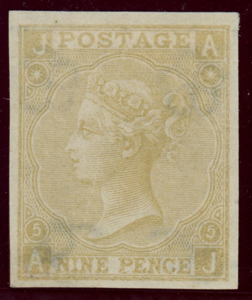Watermark Emblem Great Britain 1865 9d Straw PIate 5 (Watermark Emblems), SG98var
