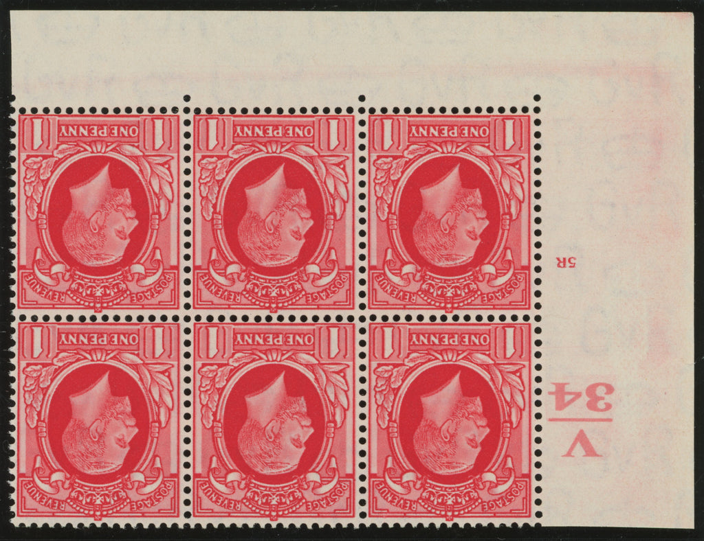 GREAT BRITAIN 1934 1d Scarlet (Large format, Wmk Inverted), SG440var