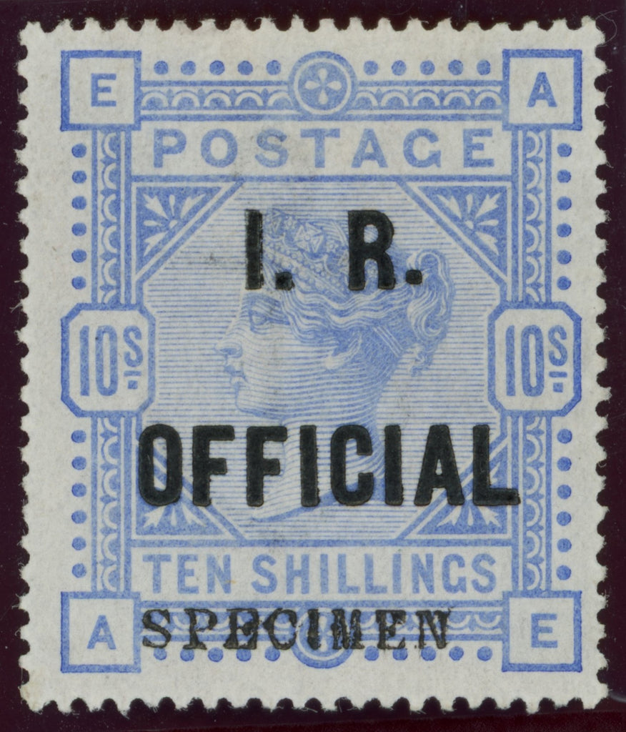 GREAT BRITAIN 1885 10s Ultramarine (LR Official, white paper), SG O10as