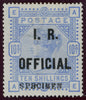 GREAT BRITAIN 1885 10s Ultramarine (LR Official, white paper), SG O10as