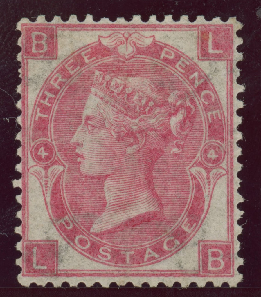 GREAT BRITAIN 1865 3d Rose Pl4 (Wmk Emblems), SG92