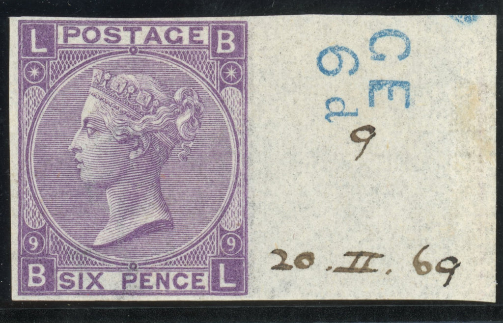 GREAT BRITAIN 1869 6d Mauve PI9, SG109var