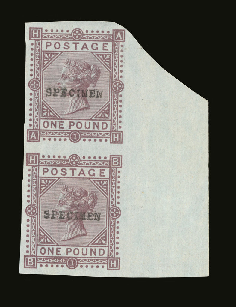 Great Britain 1882 £1 brown lilac Plate 1 (Watermark Anchor) imprimaturs, SG132var