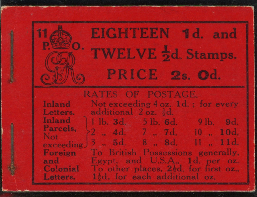 GREAT BRITAIN 1913 2s booklet (Edition No 11), SG BB6