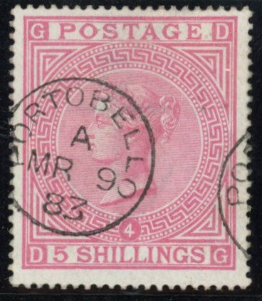 GREAT BRITAIN 1882 5s Rose (Wmk anchor, blued paper), SG130