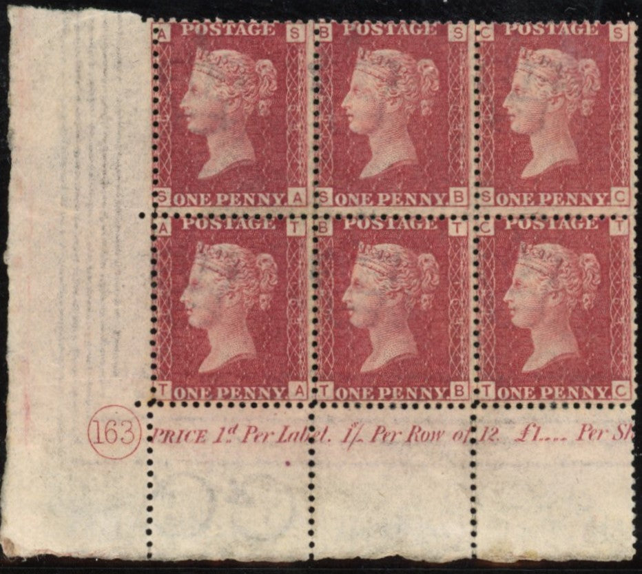 GREAT BRITAIN 1868 1d Rose red PL163, SG43