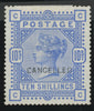GREAT BRITAIN 1884 10s Ultramrine, SG183var