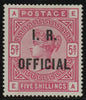 GREAT BRITAIN 1885 5s Rose on blued paper (IR Official), SG08