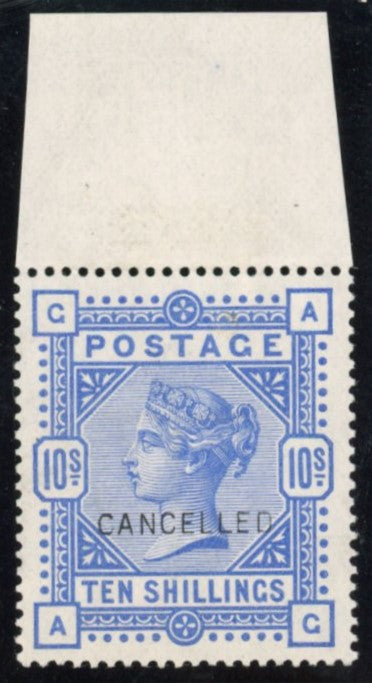 GREAT BRITAIN 1884 10s Ultramarine (White paper), SG182var