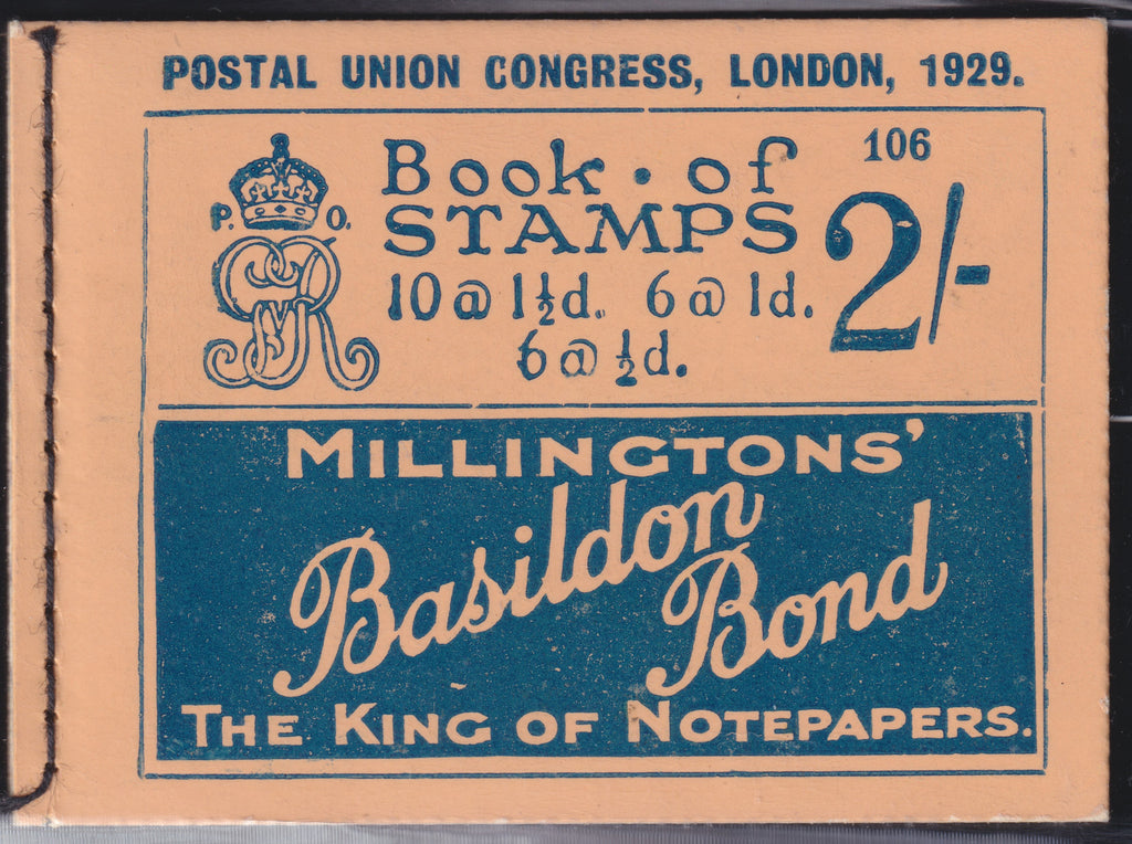 GREAT BRITAIN 1929 2s Booklet (Edition No106), SGBB13