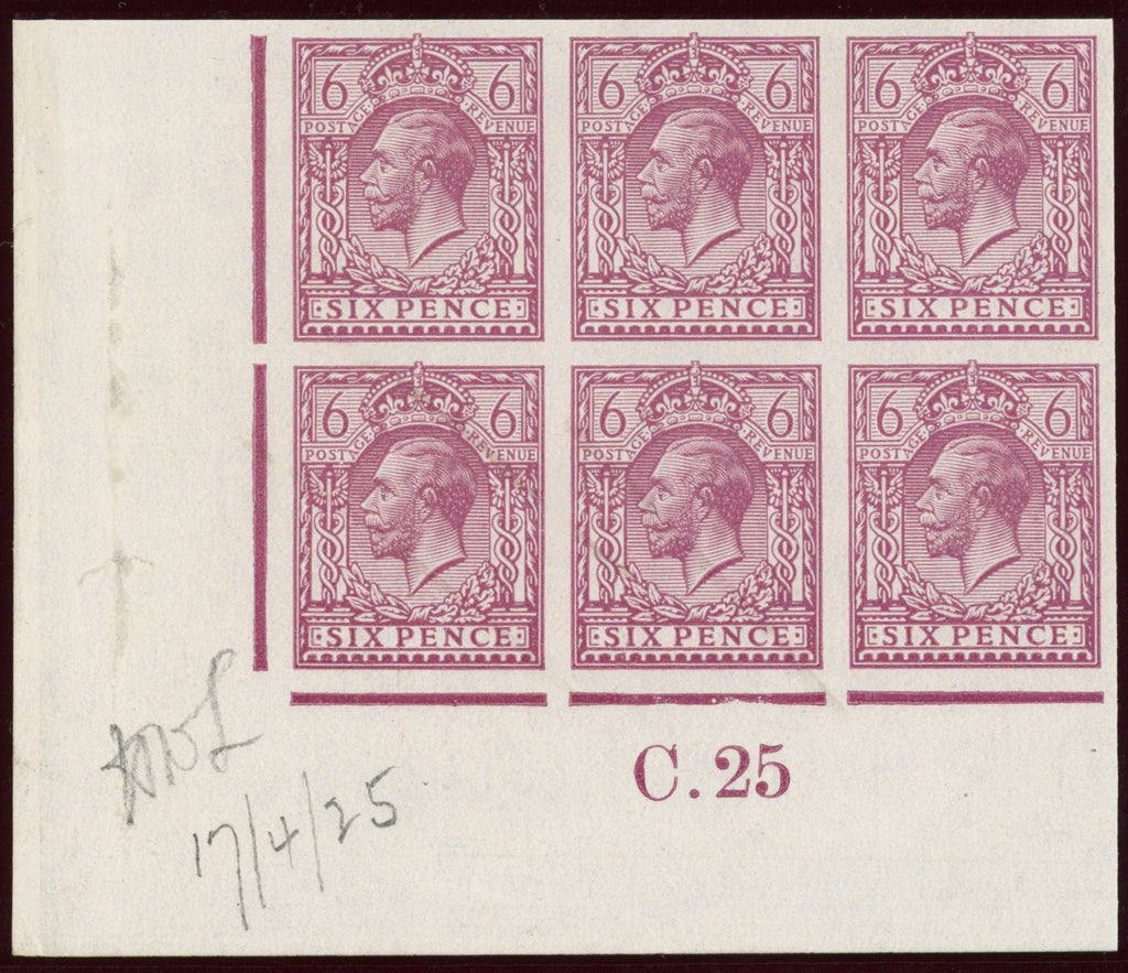 GREAT BRITAIN 1925 6d Rosy-mauve (Somerset House printing, Wmk Block cypher), SG426var