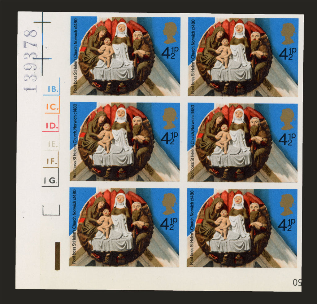GREAT BRITAIN 1974 4 1/2p Christmas (Church Roof Bosses), SG967var