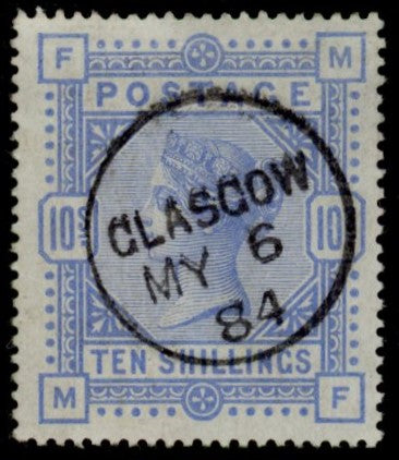 GREAT BRITAIN 1884 10s Cobalt (Blued Paper), SG177a