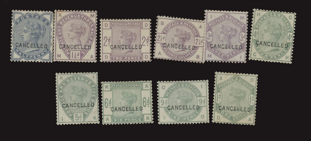 Great Britain 1883 ½d-1s “Lilac and Green" Unified Issue, SG187/96var