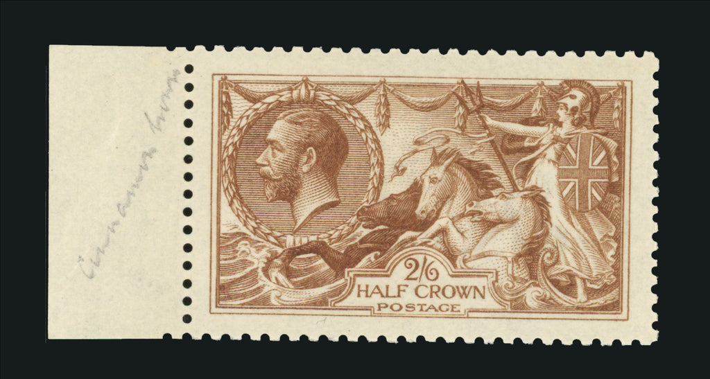 Great Britain 2s6d cinnamon brown "Seahorses", SG406var