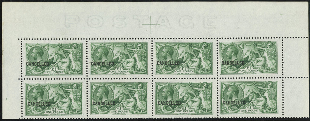 Great Britain 1913 £1 yellowish green "Seahorses", SG403var