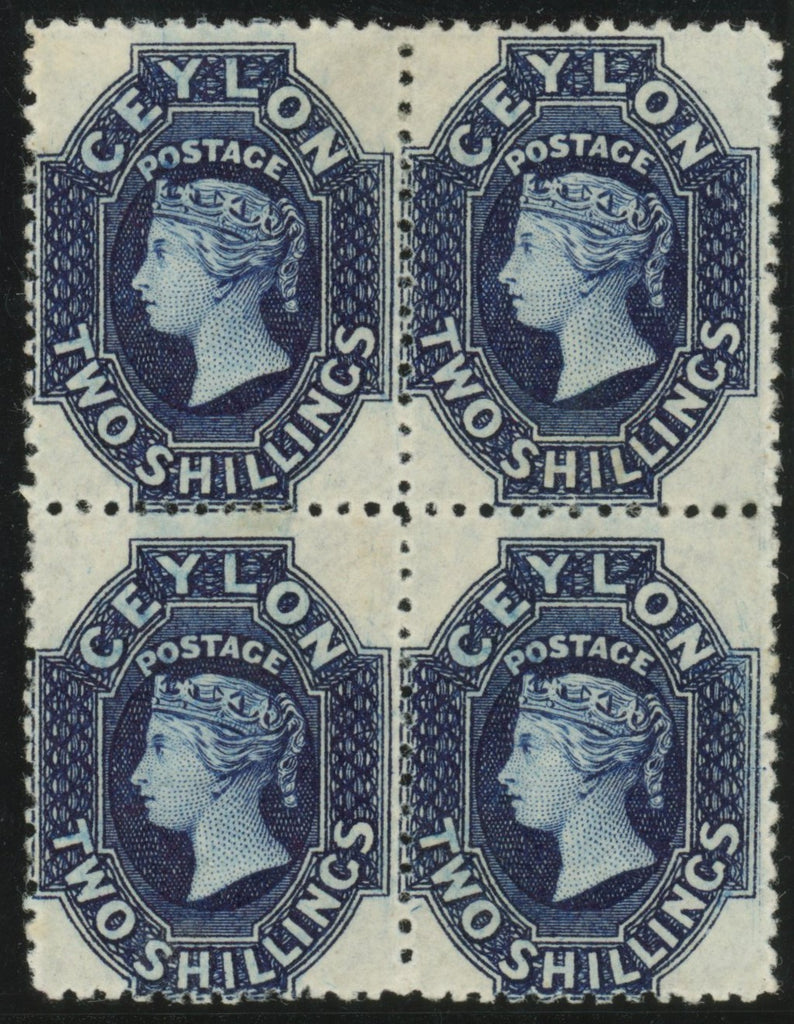 CEYLON 1867-70 2s deep blue, wmk CC type 6 (reversed), SG72bx