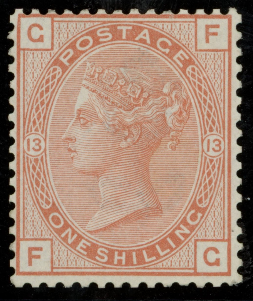 GREAT BRITAIN 1880 1s Orange brown Pl13 (Wmk Spray), SG151