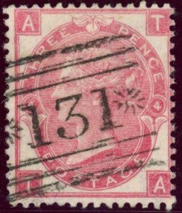 GREAT BRITAIN 1865 3d Rose Pl4, SG92a