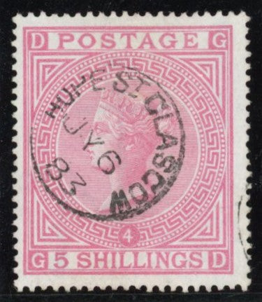 GREAT BRITAIN 1882 5s Rose Pl4 (White paper), SG134